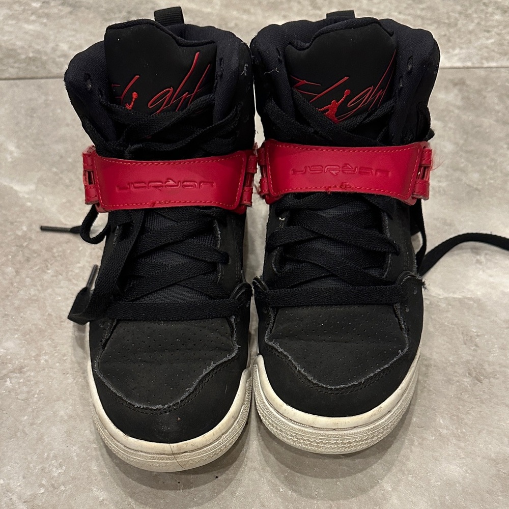 Jordan Flight 45 Black High-Top Sneakers with Red Strap boys